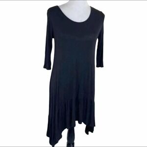 Hot‎ Ginger S Black asymmetrical ruffle trim dress Witchy Whimsigoth Grunge